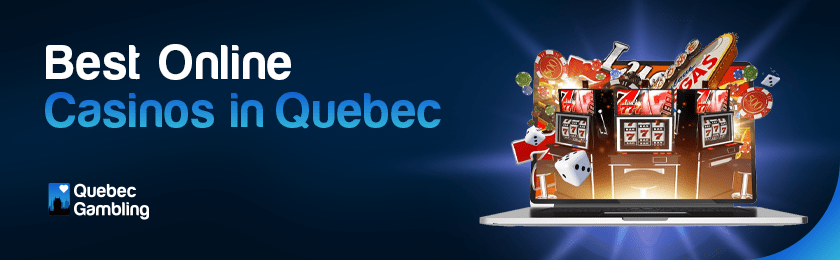 Computer Laptop with Jackpot Slots Machines Displaying The Best Casinos in Quebec