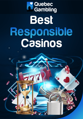 Hourglass, pad locks and slot reels in a futuristic design representing the top responsible casinos in Quebec