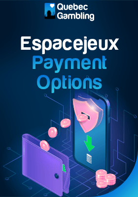 Some coins are being transferred from a mobile phone to a wallet for different Espacejeux payment options