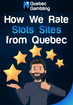 a man giving thumbs up with five stars showing how we rate slots sites from Quebec
