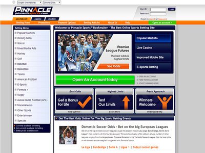 Pinnacle Sports Book website