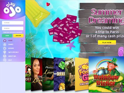PlayOJO Casino website screenshot