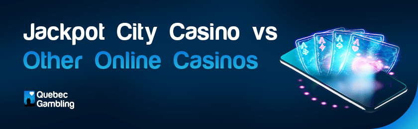 A deck of card on a mobile phone for Jackpot City casino vs. other online casinos
