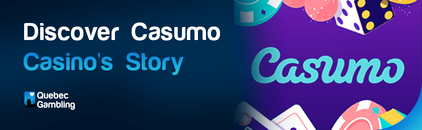 A Casumo casino logo with some gaming items explains their story