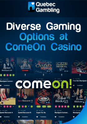 ComeOn Casino gaming library with their logo for different game options