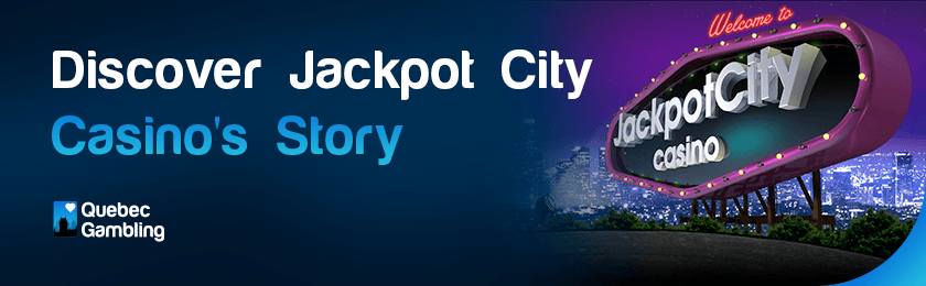 A big Jackpot City casino billboard in front of a city explains their story