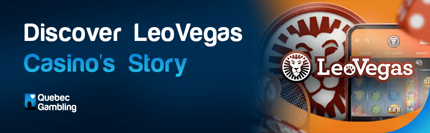 A LeoVegas casino logo with their gaming library explains their history