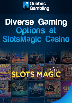 SlotsMagic Casino gaming library with it's logo for different game options