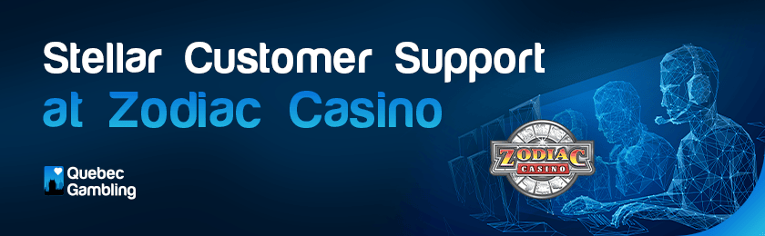 Support persons with headphones and desktops for Stellar Customer Support at Zodiac Casino